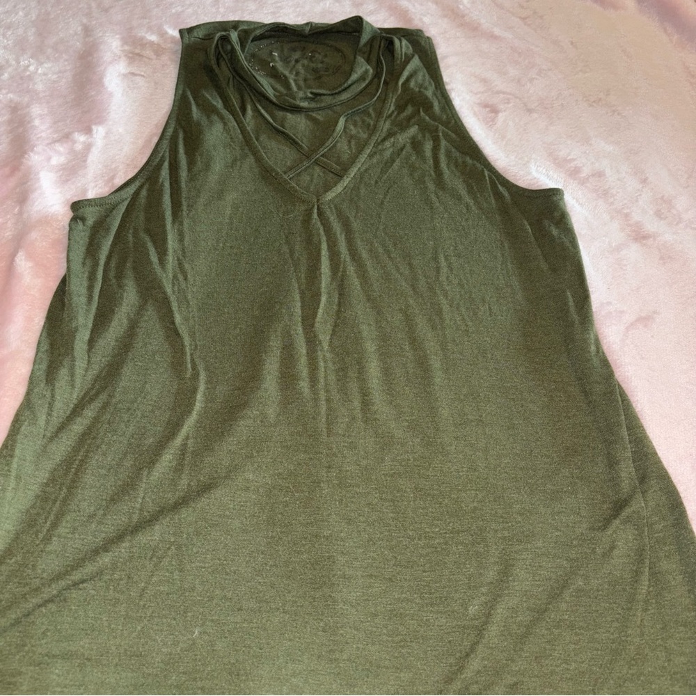 Olive Green Sleeveless Women's Top